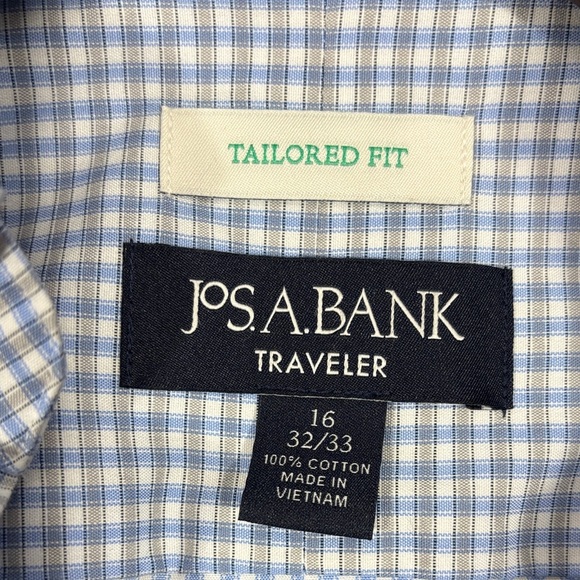 Jos. A. Bank Light Blue Gingham Men's Shirt - Picture 2 of 6